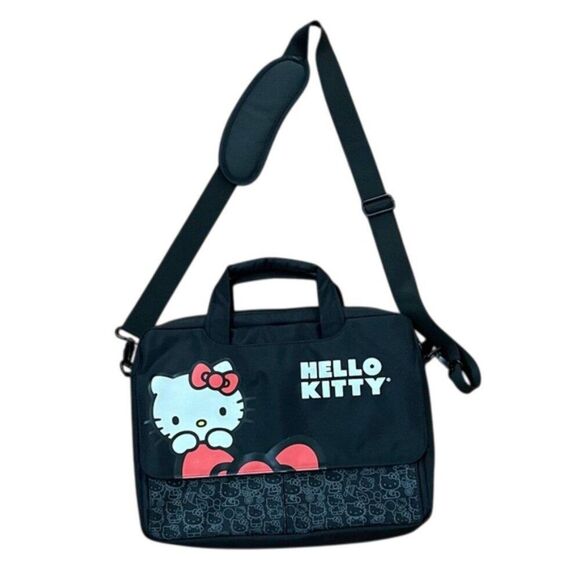 Hello Kitty Black  Laptop Case Messenger Bag Shoulder Strap 2011 - Picture 1 of 11